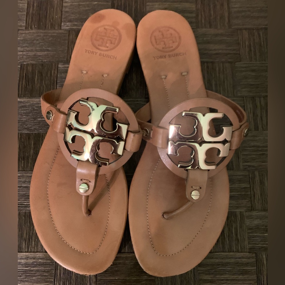 Tory Burch Miller flats, camel/tan leather 9M